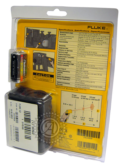 Упаковка пирометра Fluke 62