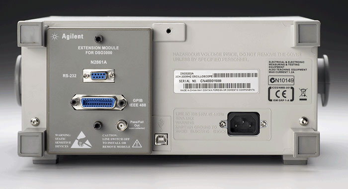 Установленный модуль связи N2861A на осциллографе DSO3202A