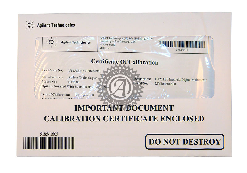 сертификат калибровки U1251B