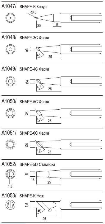 Сменные наконечники для паяльника Hakko 455